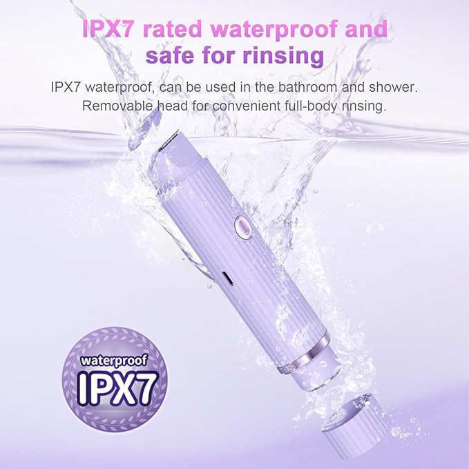 Lush Aura Beauty waterproof IPX7 skincare device with detachable head submerged in water.